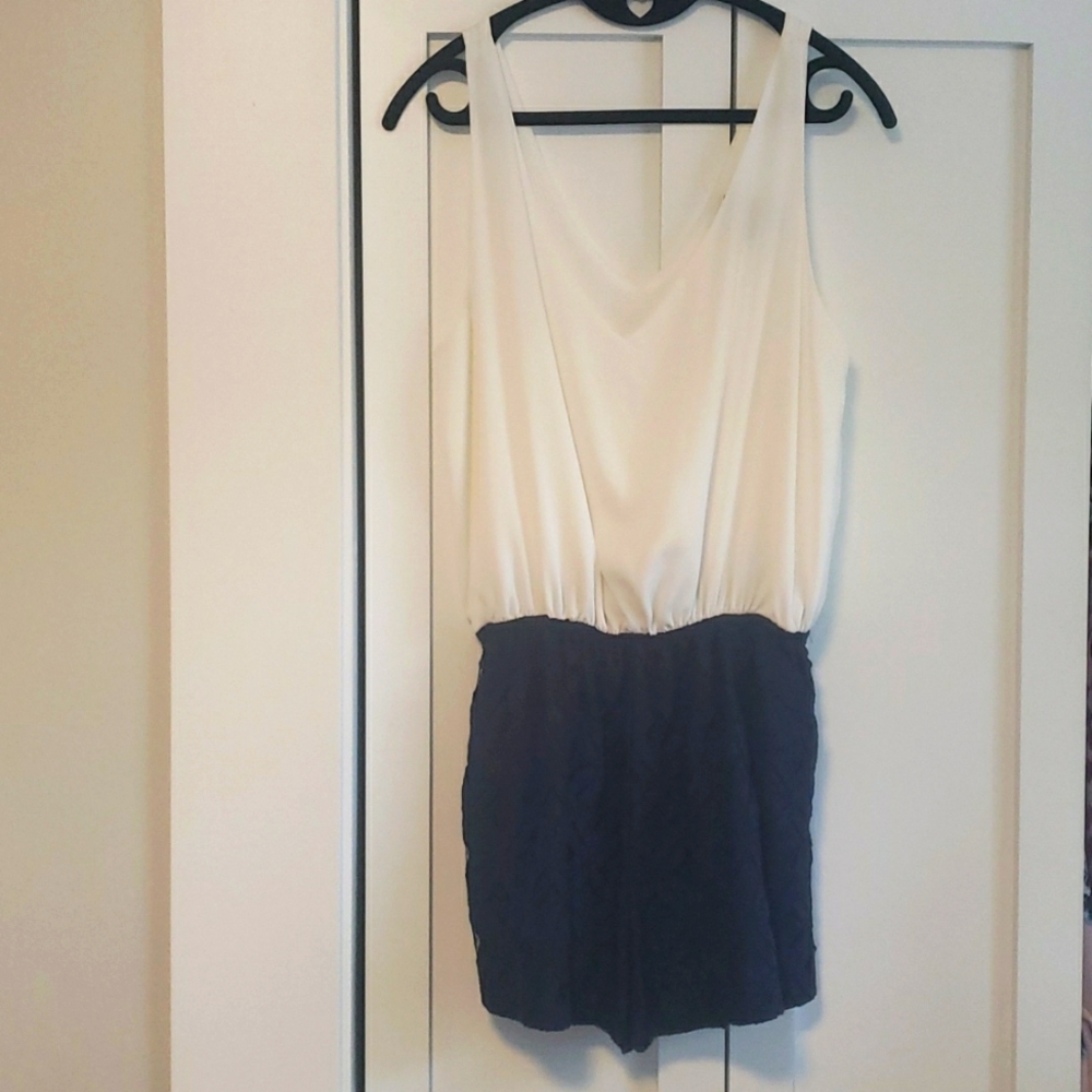 Aqua Ivory and Navy Romper